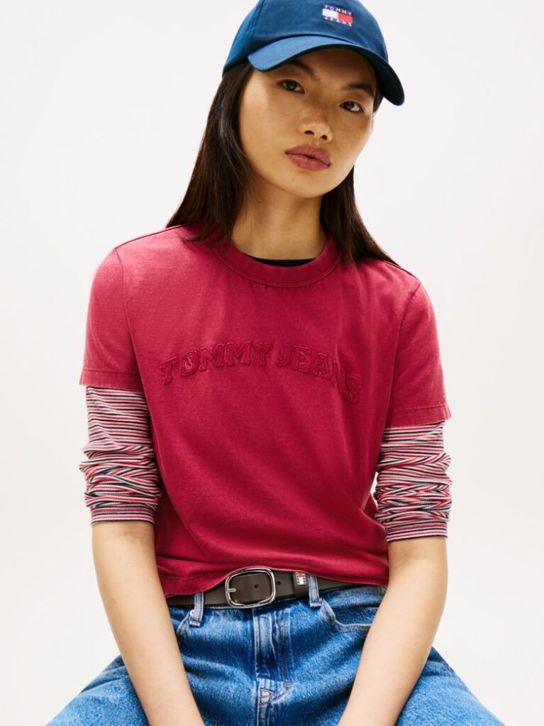 Pink Regular Tonal Logo Crew Neck T-Shirt  Women
