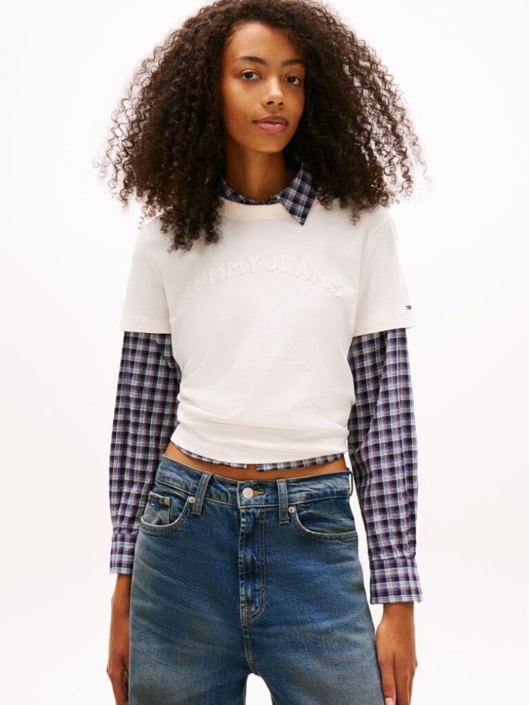 White Regular Tonal Logo Crew Neck T-Shirt  Women