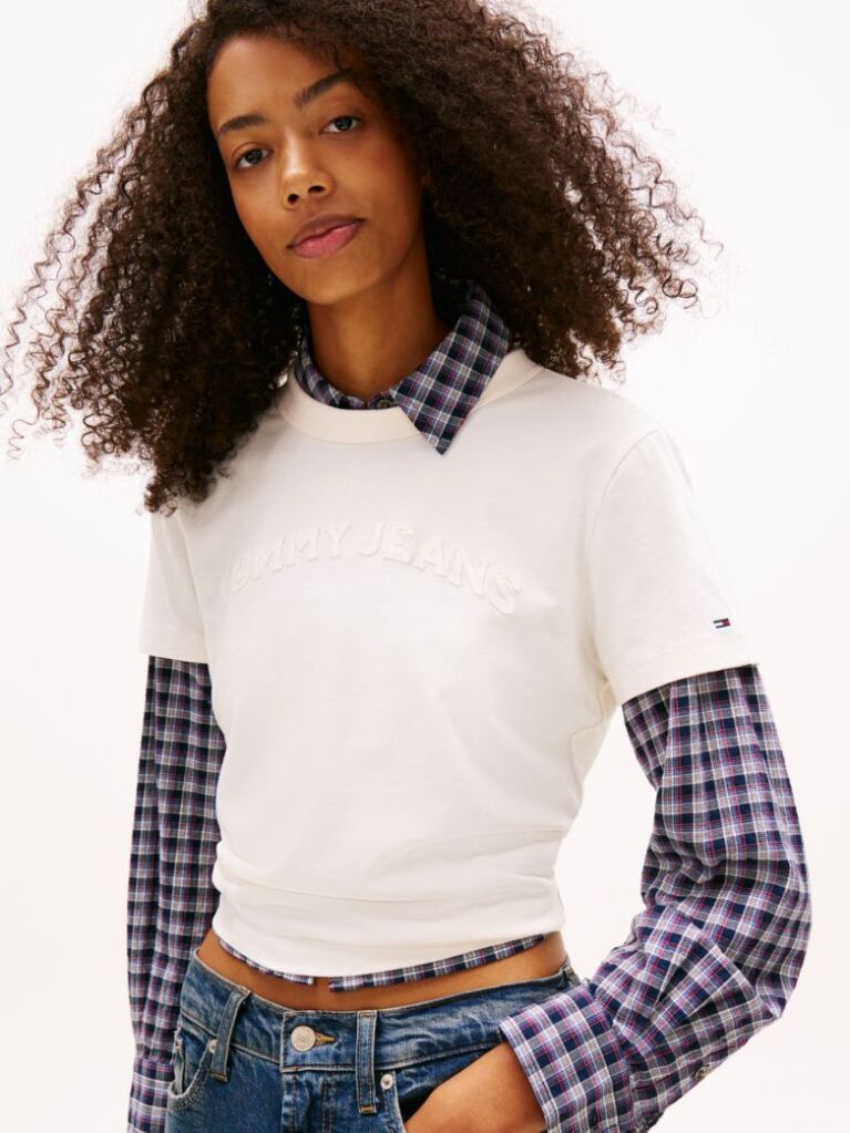 White Regular Tonal Logo Crew Neck T-Shirt  Women