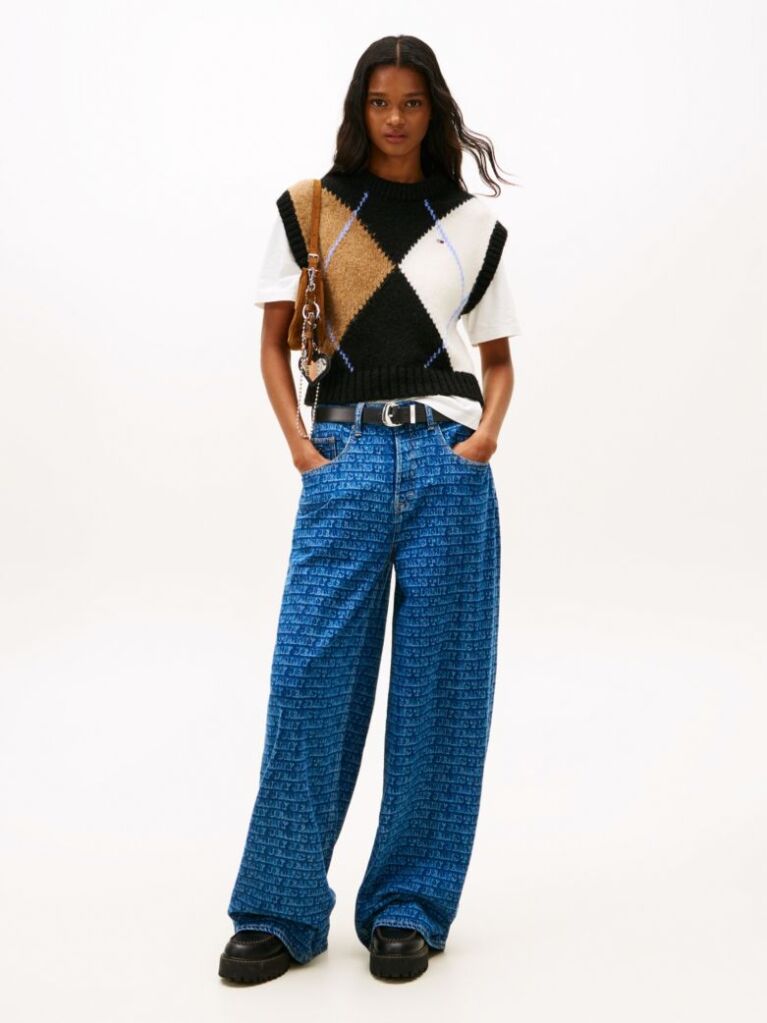 Denim Spell-Out Mid Rise Loose Jeans  Women