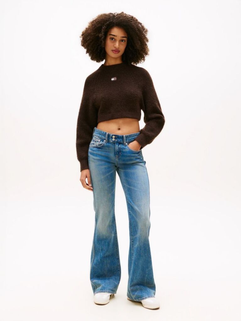 Denim Whiskered Low Rise Bootcut Jeans  Women