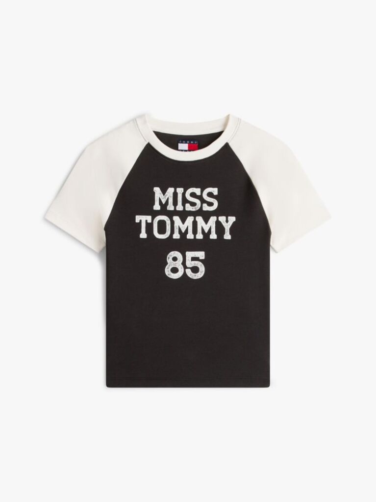 Μαύρο Slim T-Shirt Με Λογότυπο & Μανίκια Ρεγκλάν  Γυναίκες