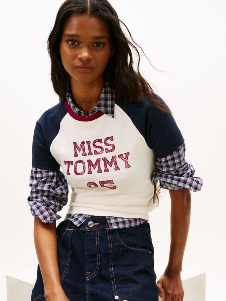 White Logo Slim Raglan Sleeve T-Shirt  Women