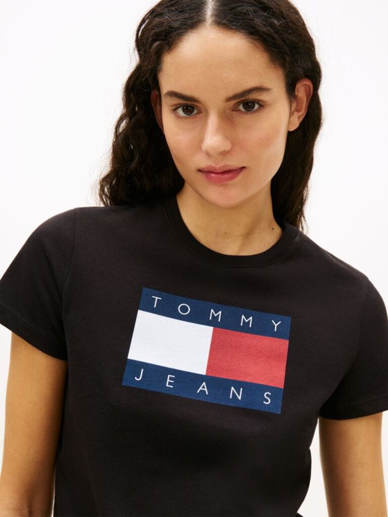 Black Tonal Tommy Flag T-Shirt  Women