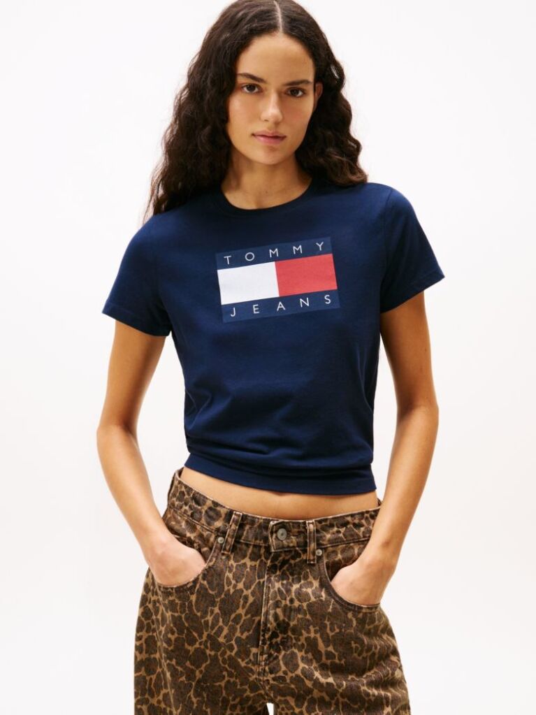 Μπλε T-Shirt Με Tonal Σημαιάκι  Γυναίκες