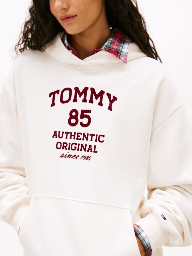 White 1985 Flock Logo Oversized Hoody  Women