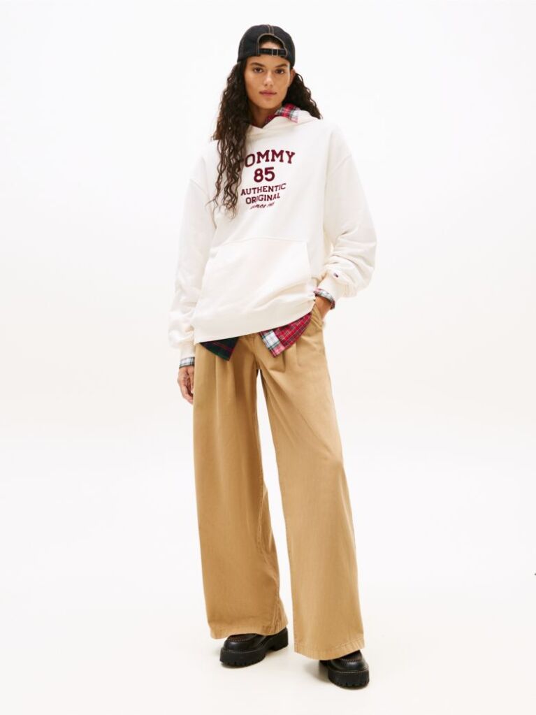 White 1985 Flock Logo Oversized Hoody  Women