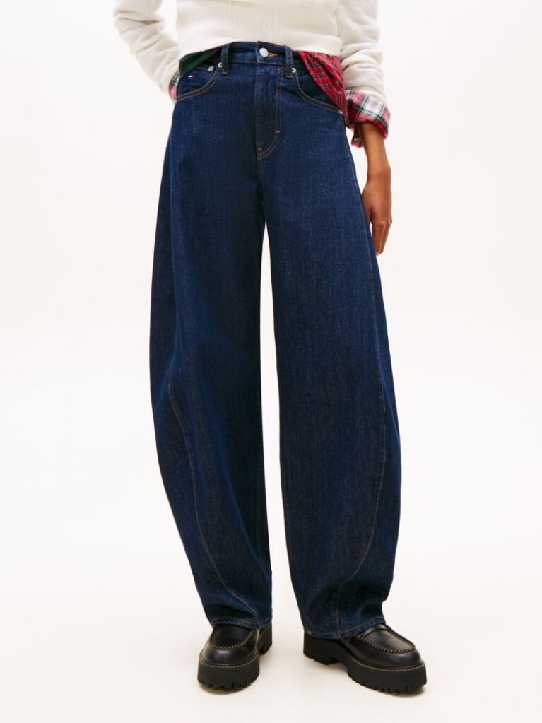 Denim Mid Rise Twisted Tapered Barrel Leg Jeans  Women