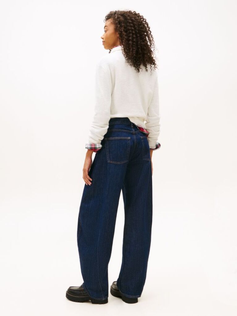 Denim Mid Rise Twisted Tapered Barrel Leg Jeans  Women
