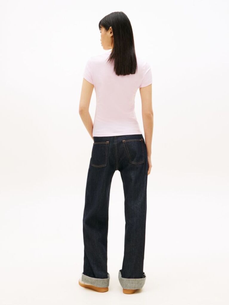 Pink Wavy Flag Jersey Slim T-Shirt  Women
