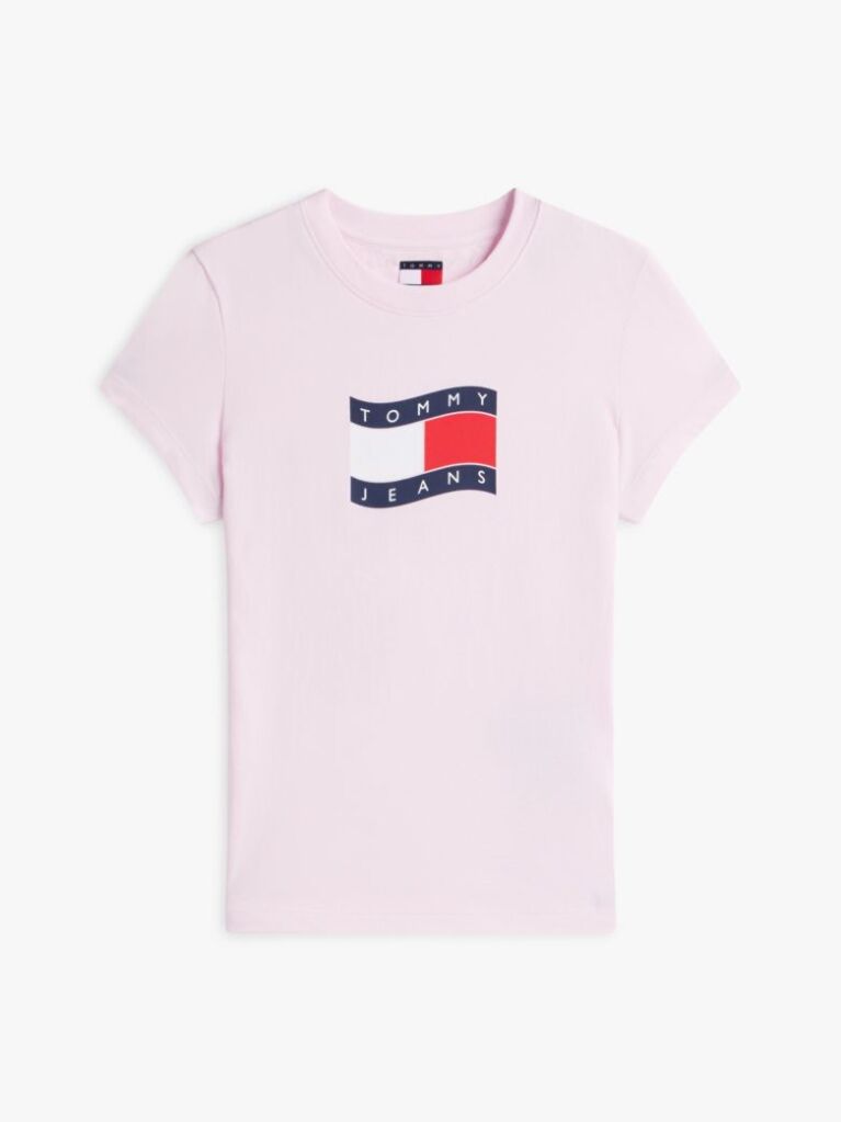 Pink Wavy Flag Jersey Slim T-Shirt  Women