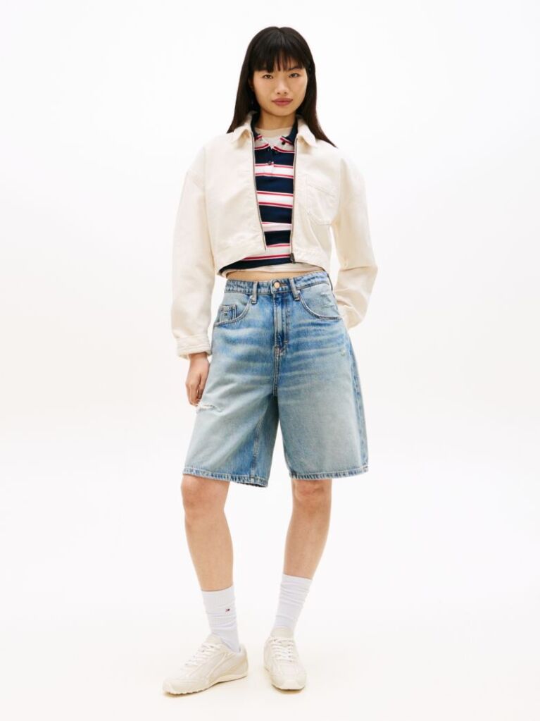Denim Denim Τζάκετ Με Φερμουάρ Και Cropped Γραμμή  Γυναίκες