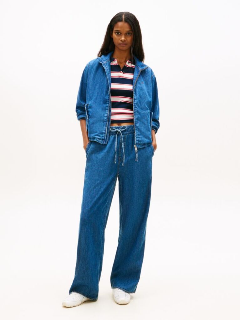 Denim Loose Παντελόνι Με Λάστιχο Και Denim Φινίρισμα  Γυναίκες
