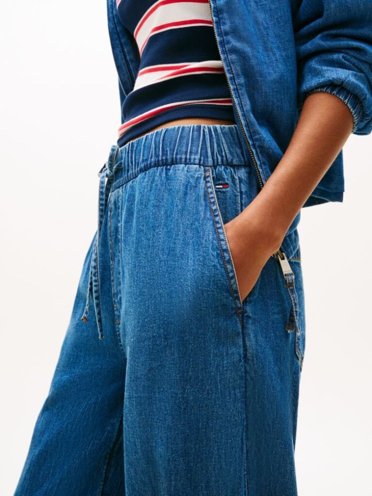 Denim Loose Παντελόνι Με Λάστιχο Και Denim Φινίρισμα  Γυναίκες