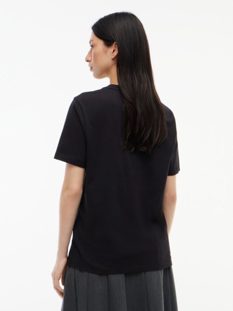 Μαύρο T-Shirt Από Jersey Σε Άνετη Γραμμή Με Λογότυπο  Γυναίκες