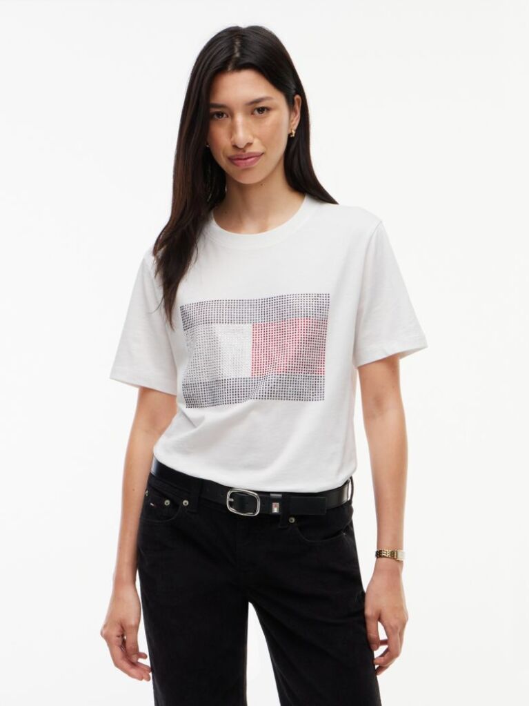 Άσπρο T-Shirt Από Jersey Σε Άνετη Γραμμή Με Λογότυπο  Γυναίκες