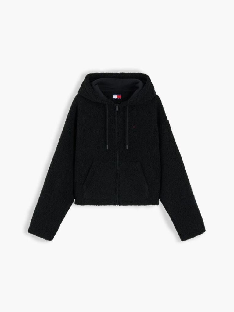 Μαύρο Hoody Με Teddy Fleece Φινίρισμα Και Φερμουάρ  Γυναίκες