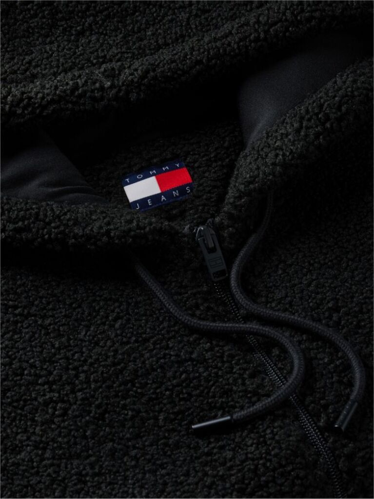 Μαύρο Hoody Με Teddy Fleece Φινίρισμα Και Φερμουάρ  Γυναίκες