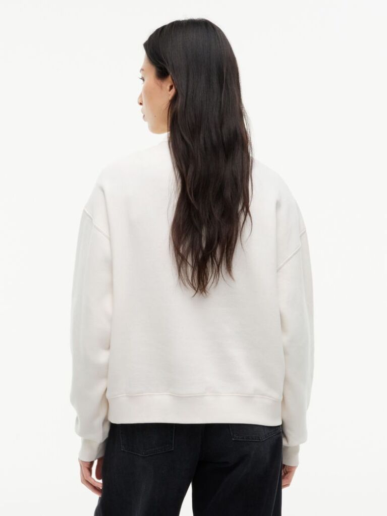 Άσπρο Fleece Φούτερ Σε Boxy Γραμμή Με Λογότυπο Και Κλασική Λαιμόκοψη  Γυναίκες