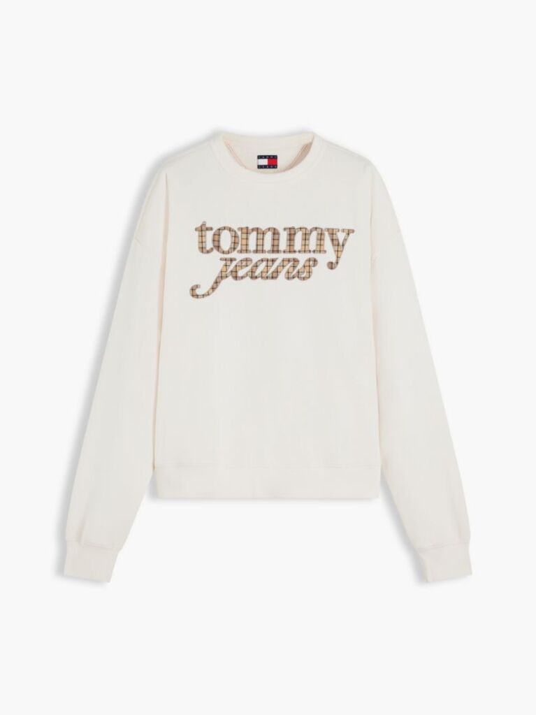 Άσπρο Fleece Φούτερ Σε Boxy Γραμμή Με Λογότυπο Και Κλασική Λαιμόκοψη  Γυναίκες