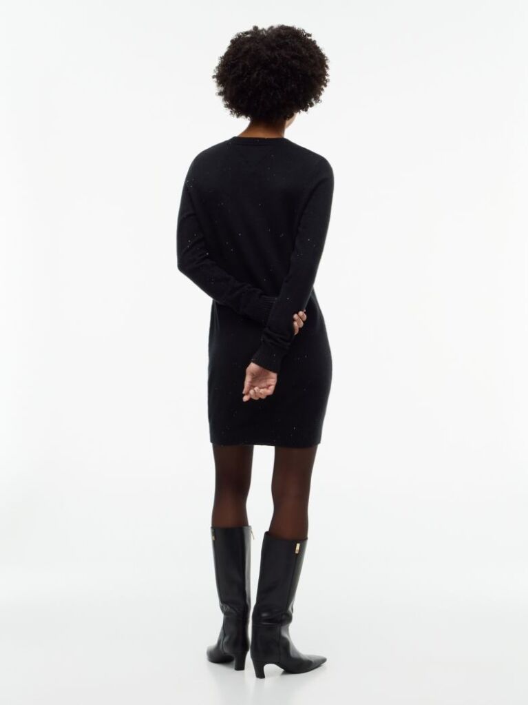 Black Sparkle Flag Badge Mini Jumper Dress  Women