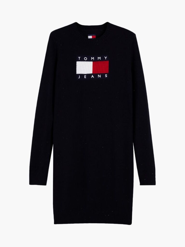 Black Sparkle Flag Badge Mini Jumper Dress  Women