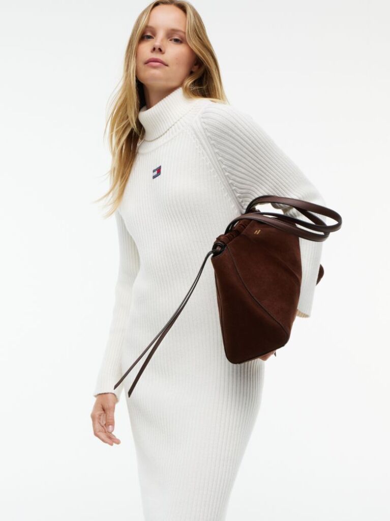 Άσπρο Midi Πλεκτό Φόρεμα Oversized  Γυναίκες