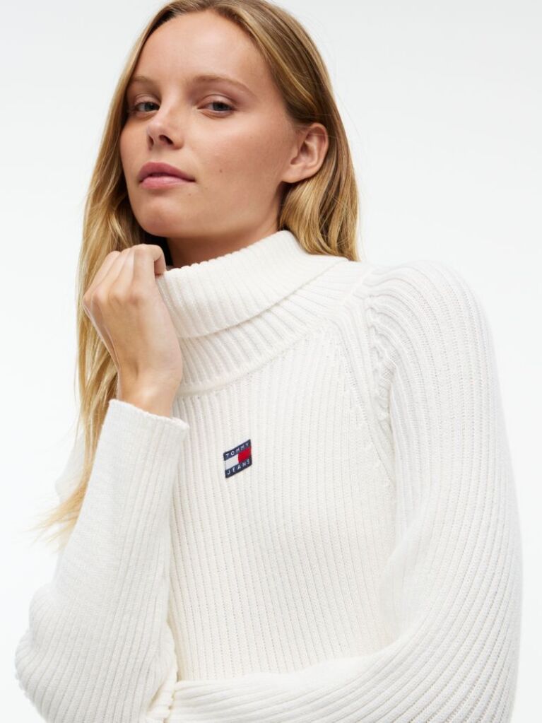 Άσπρο Midi Πλεκτό Φόρεμα Oversized  Γυναίκες