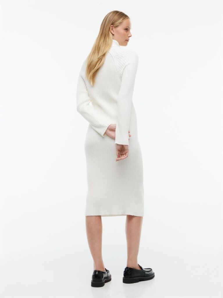 Άσπρο Midi Πλεκτό Φόρεμα Oversized  Γυναίκες