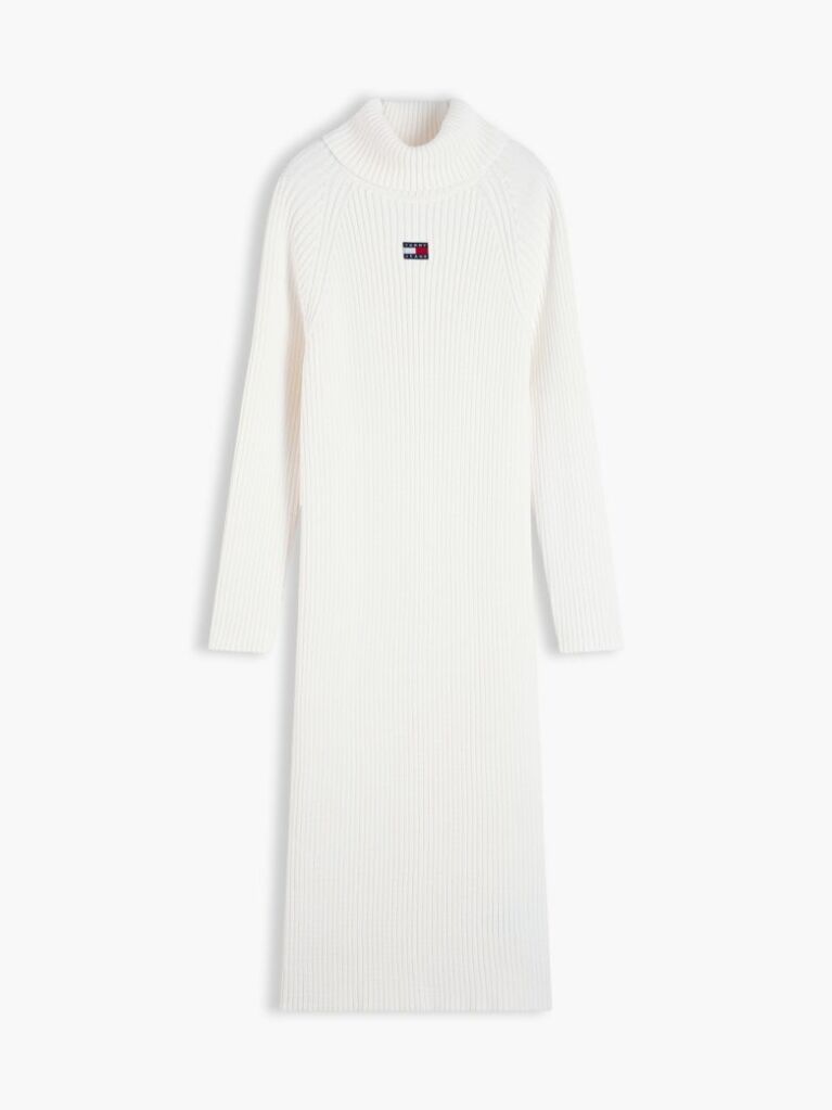 Άσπρο Midi Πλεκτό Φόρεμα Oversized  Γυναίκες