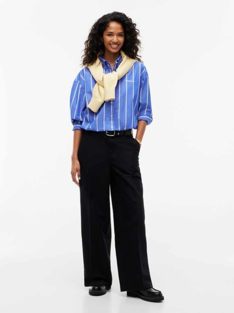 Multi Πουκάμισο Oversized Cropped Από Ποπλίνα   Γυναίκες