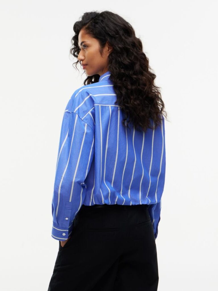 Multi Πουκάμισο Oversized Cropped Από Ποπλίνα   Γυναίκες
