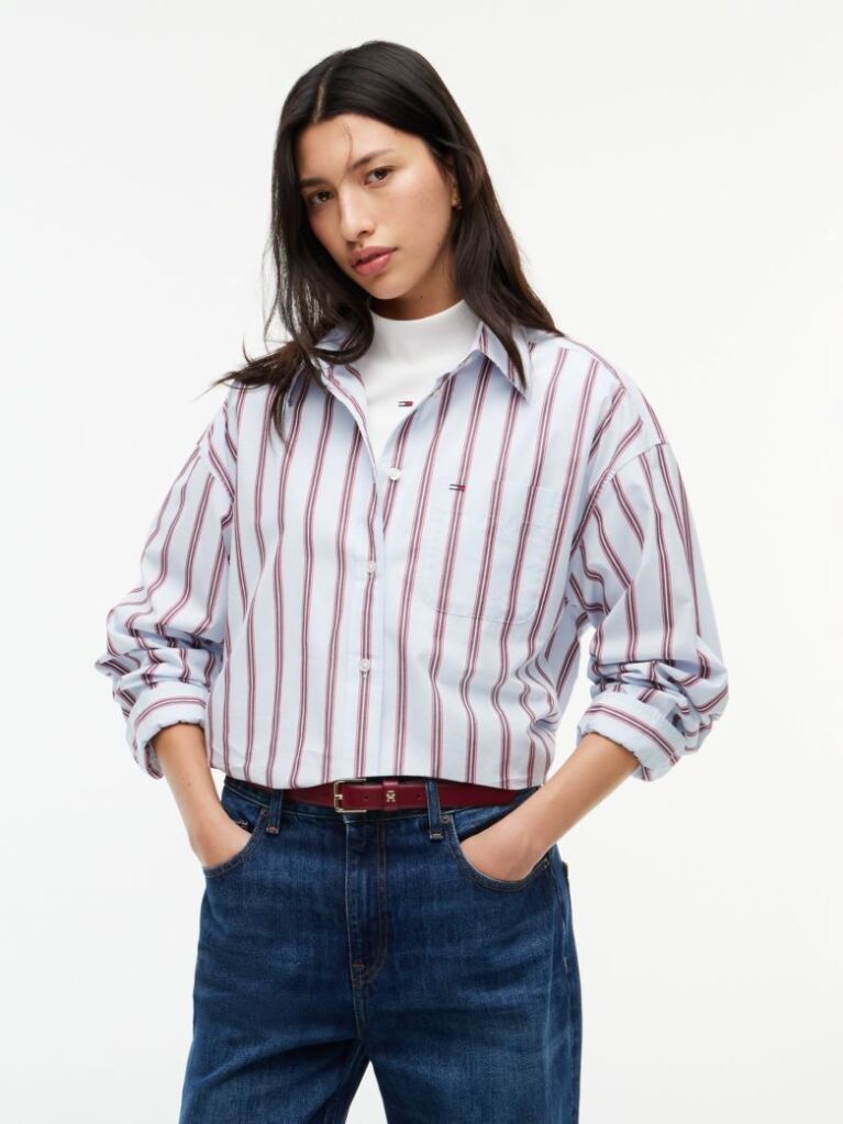 Multi Oversized Fit Yarn Dyed Poplin Shirt  Women