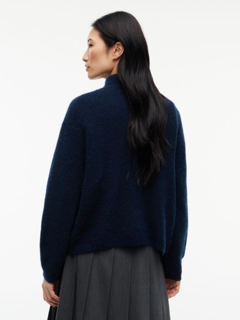 Blue Tommy Badge Mock Neck Jumper With Alpaca  Women