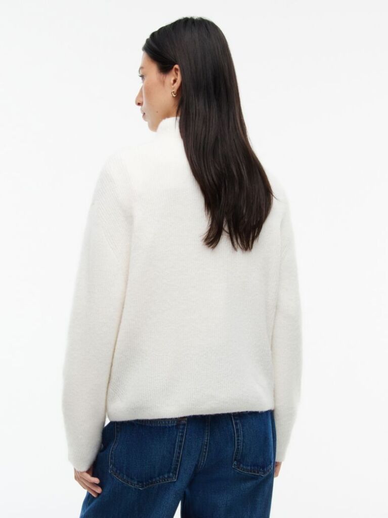 White Tommy Badge Mock Neck Jumper With Alpaca  Women