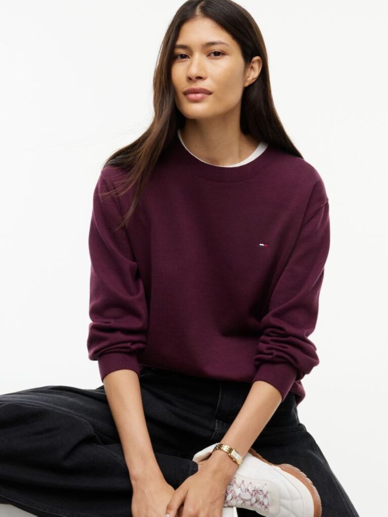 Purple Boxy Crew Neck Jumper  Women