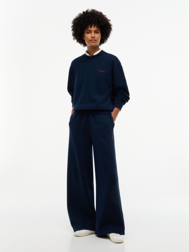 Μπλε Παντελόνι Φόρμας Wide Leg  Γυναίκες