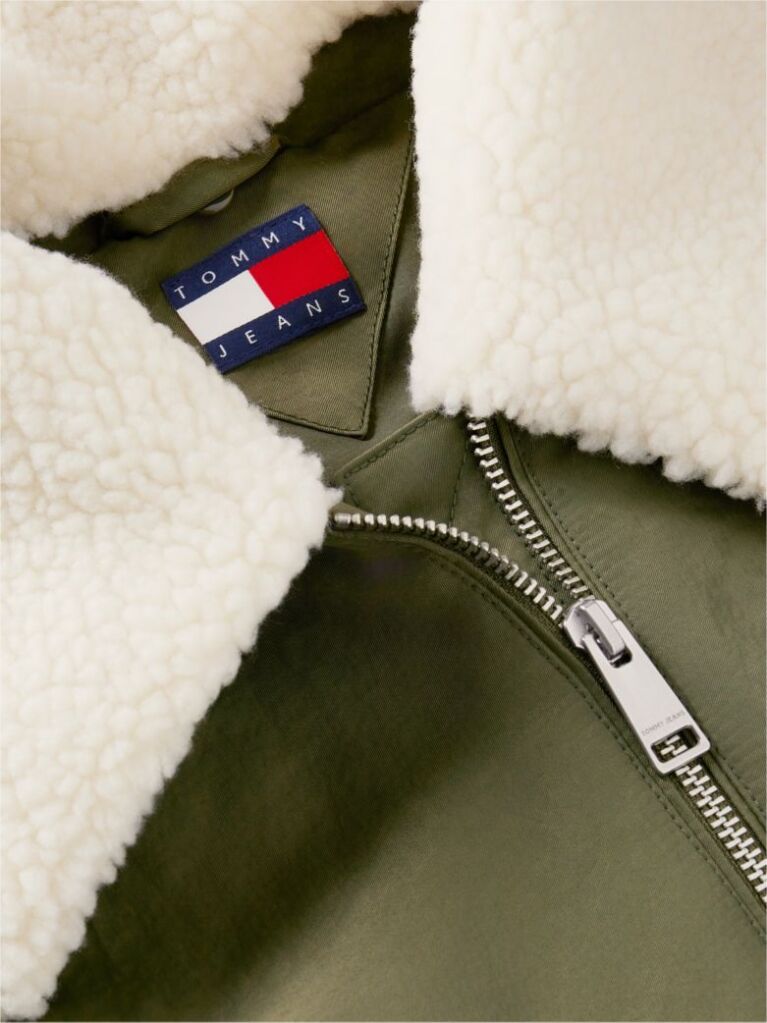 Πράσινο Τζάκετ Bomber Oversized Με Γιακά Από Συνθετική Γούνα  Γυναίκες