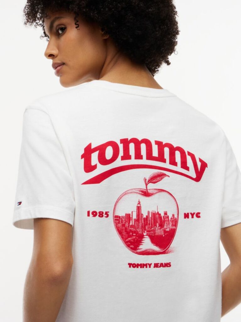 Άσπρο T-Shirt Με Κλασική Λαιμόκοψη Και Λογότυπο Στην Πλάτη  Γυναίκες