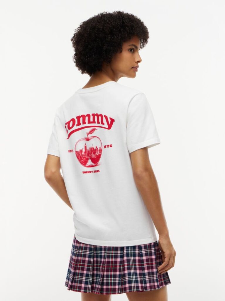 Άσπρο T-Shirt Με Κλασική Λαιμόκοψη Και Λογότυπο Στην Πλάτη  Γυναίκες