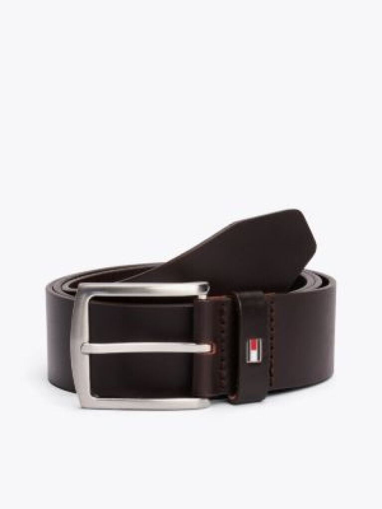Brown Denton Flag Logo Leather Belt  Men