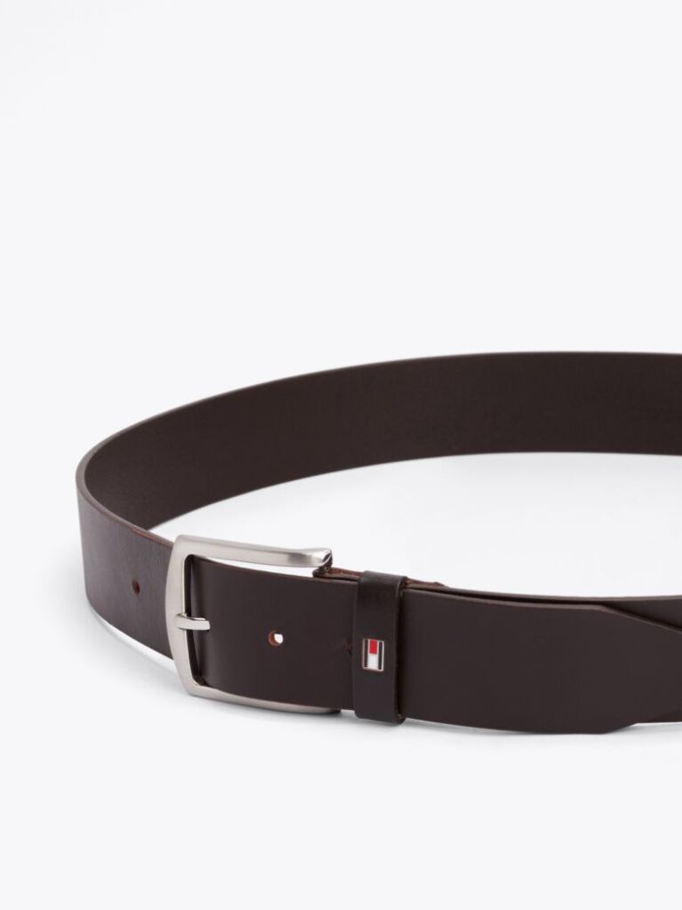 Brown Denton Flag Logo Leather Belt  Men
