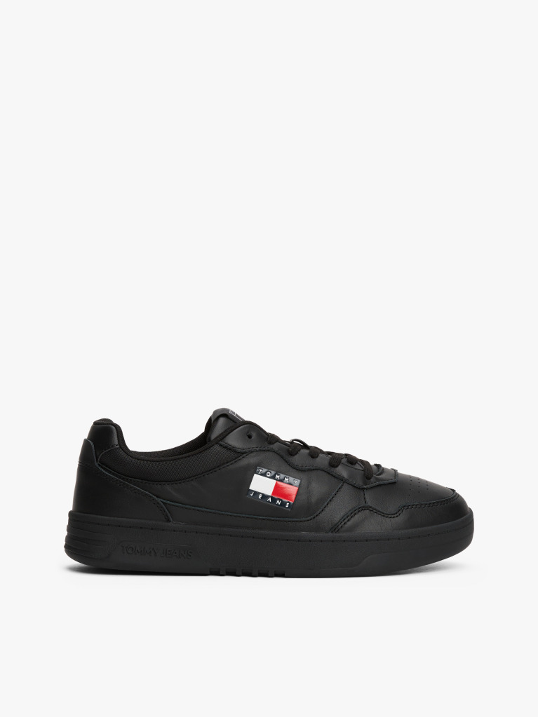 Μαύρο Δερμάτινα Sneakers Με Colour-Blocked Λεπτομέρεια  Άνδρες