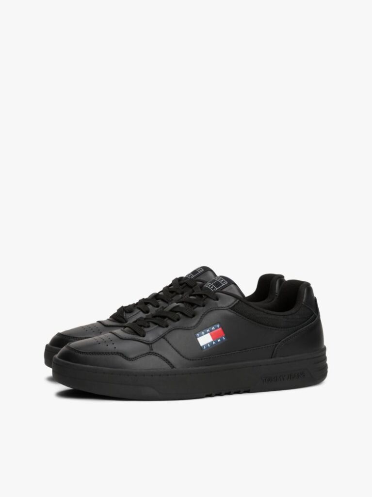 Μαύρο Δερμάτινα Sneakers Με Colour-Blocked Λεπτομέρεια  Άνδρες