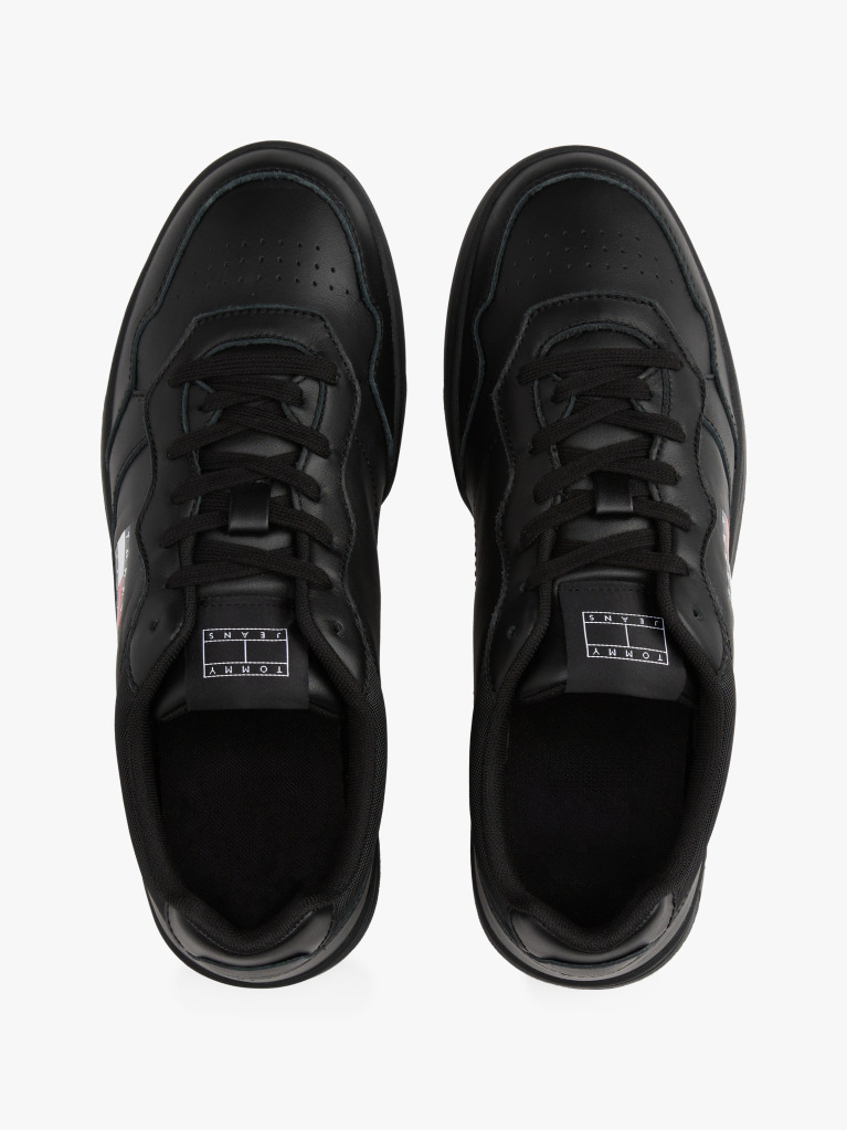 Μαύρο Δερμάτινα Sneakers Με Colour-Blocked Λεπτομέρεια  Άνδρες