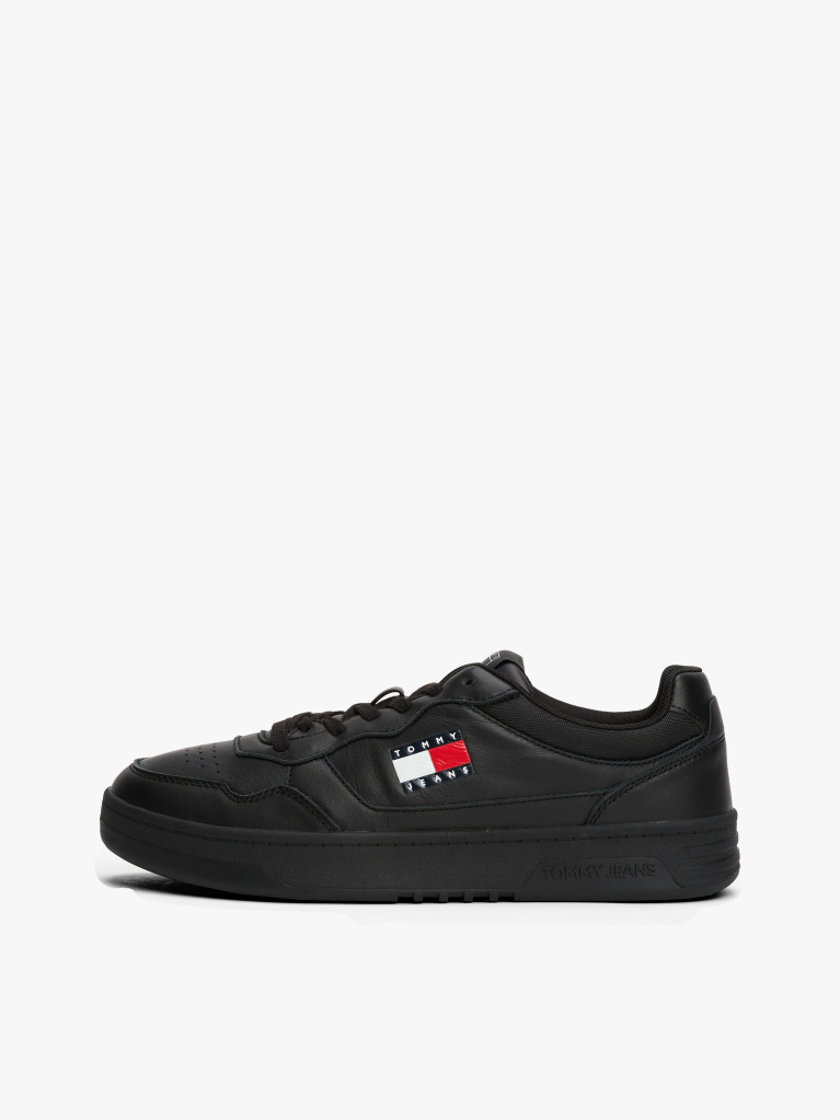 Μαύρο Δερμάτινα Sneakers Με Colour-Blocked Λεπτομέρεια  Άνδρες