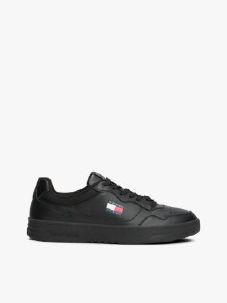 Μαύρο Δερμάτινα Sneakers Με Colour-Blocked Λεπτομέρεια  Άνδρες