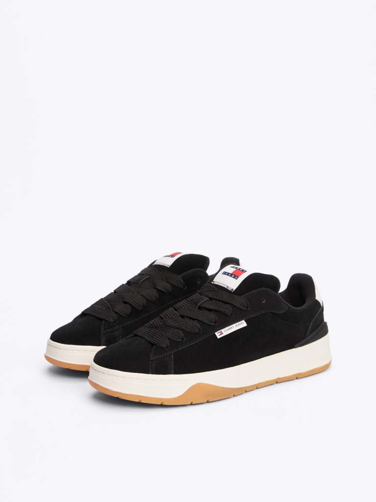Black Suede Textured Midsole Trainers  Men