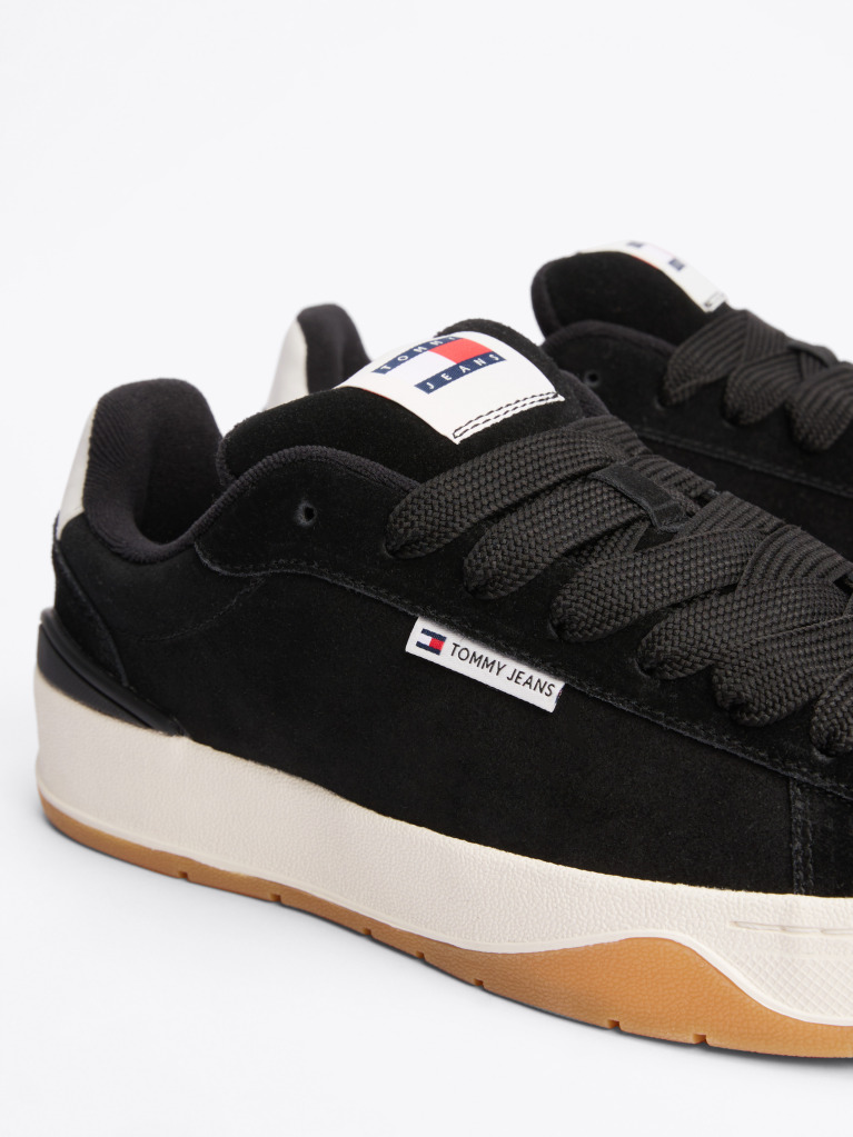 Black Suede Textured Midsole Trainers  Men