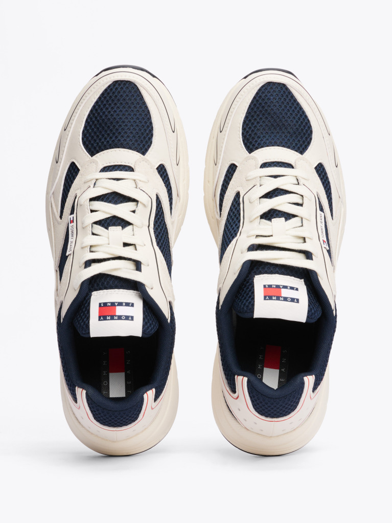 Multi Colour-Blocked Mixed Texture Trainers  Men